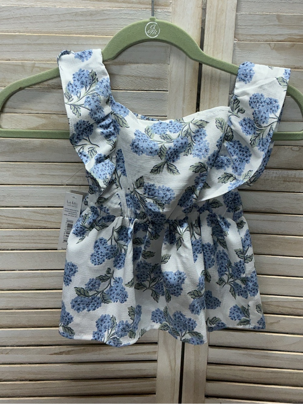 Nicole Miller White Dress with Blue Floral Print - Picture 2 of 4